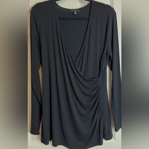 Universal Standard Black Drape V-Neck Blouse